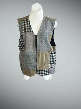 Paragraff Vintage Funky Patchwork Full Zip Vest Size L